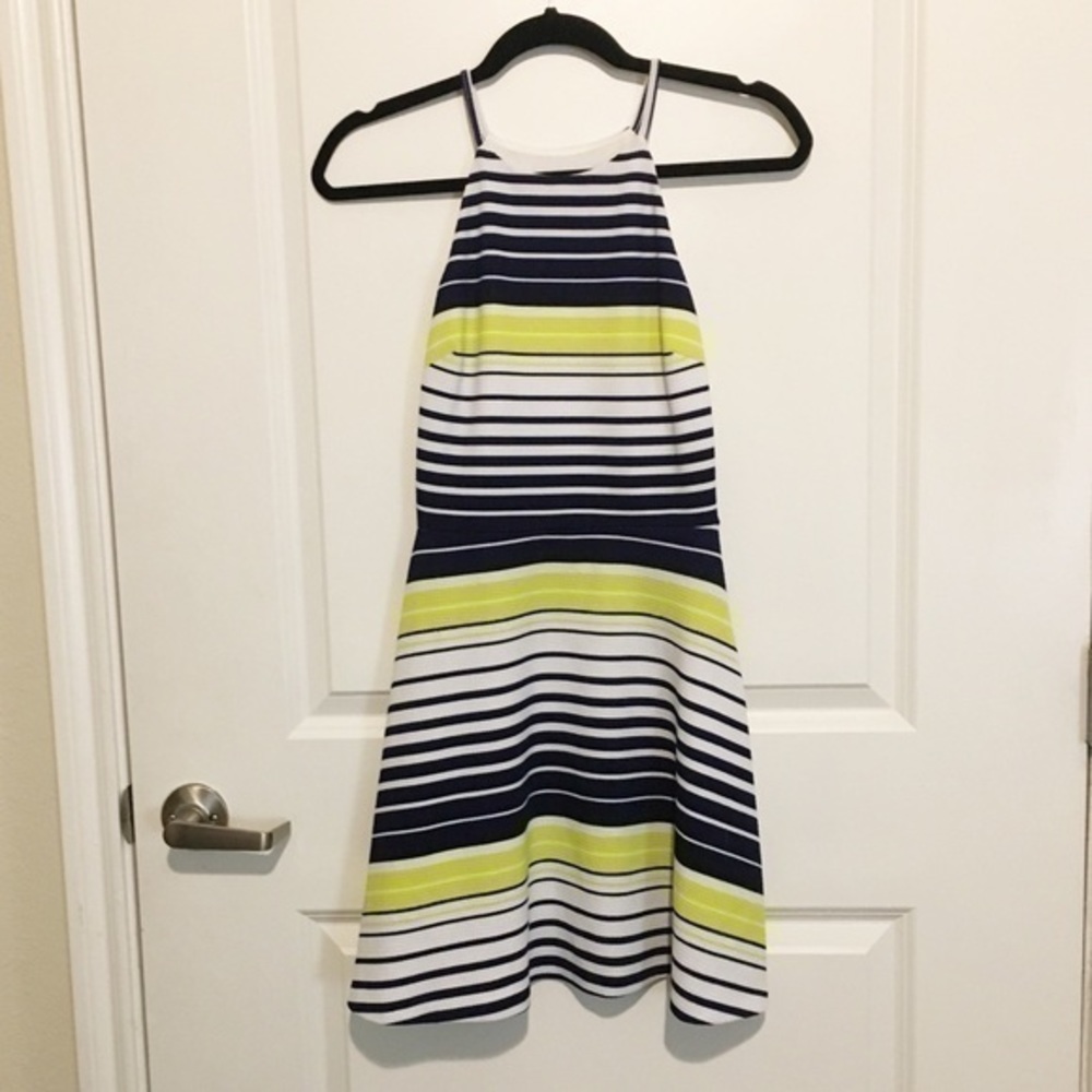 Love...Ady Navy, White and Yellow Striped Dress